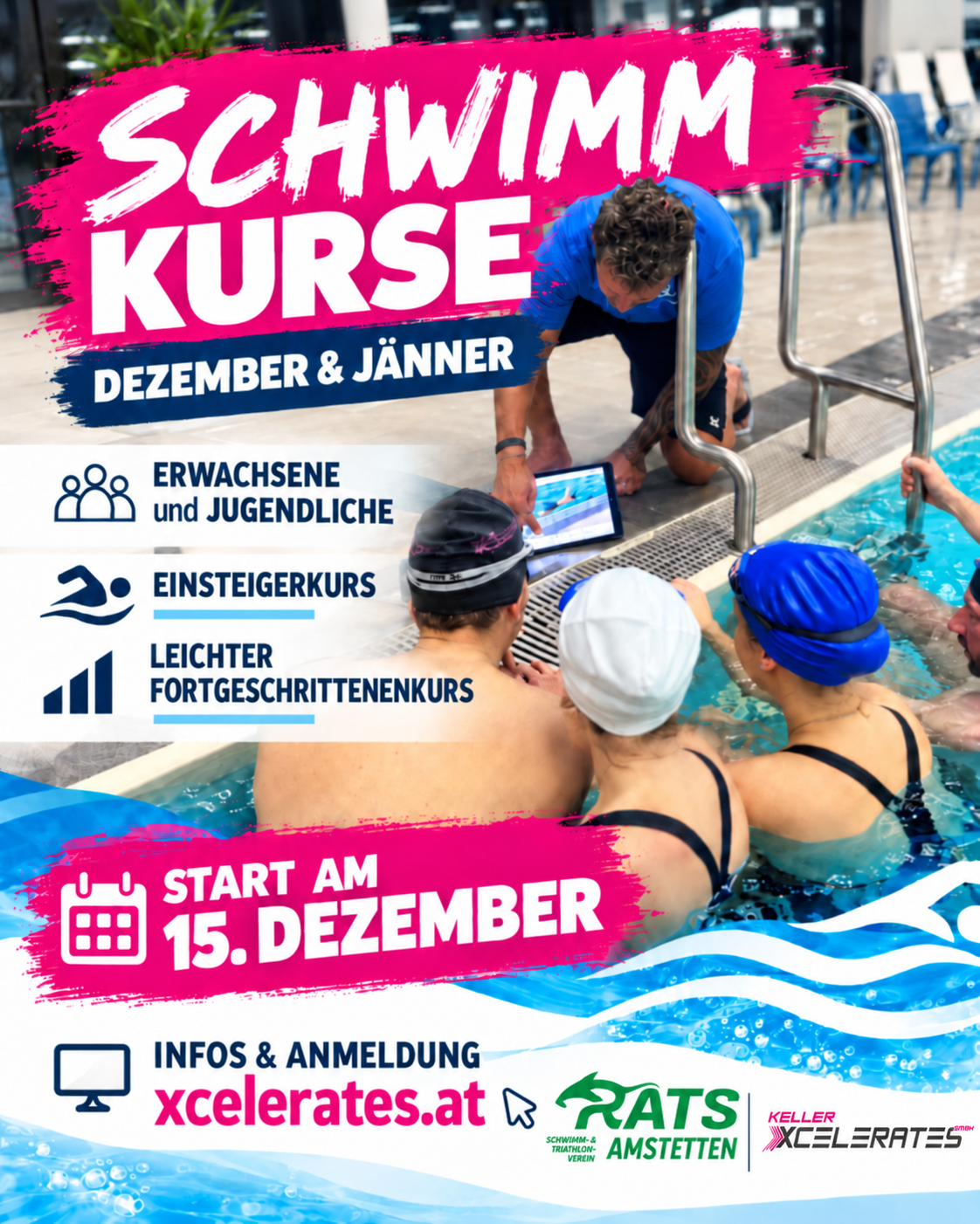 Schwimmkurs-Poster mit Pooltraining